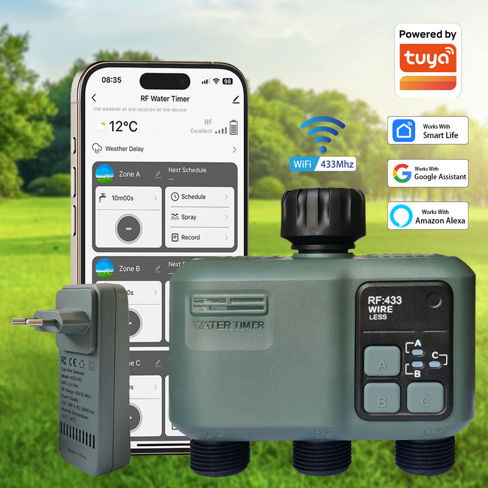 Smart Garden Water Timer - Tuya Wifi+RF433 3 çıkışlı su zamanlayıcısı