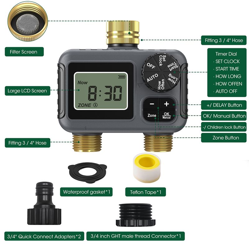 AY14 - Çift Çıkışlı Otomatik S - Smart Garden Water Timer incelemesi ve fiyatı